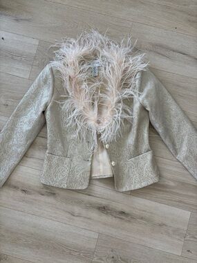 Victor Costa Vintage jacquard ostrich feather jacket